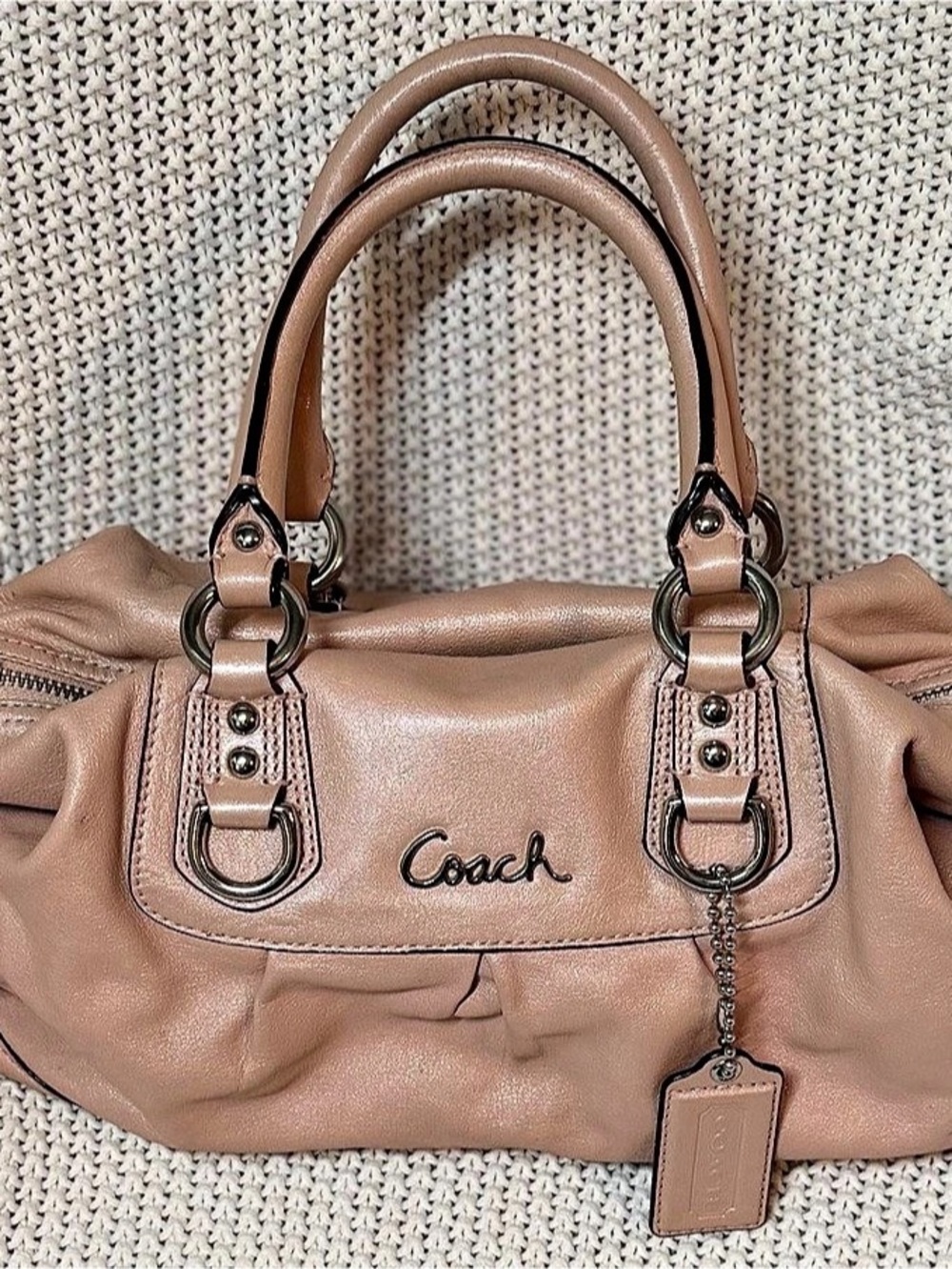 Coach Ashley Leather Satchel in Pink